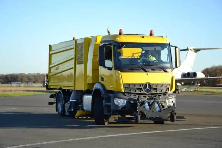 Airport Runway Sweeper in action