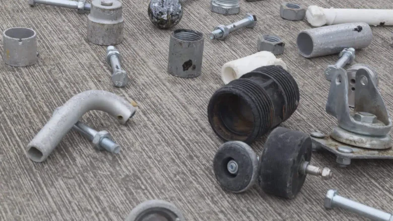 Various types of Foreign Object Debris (FOD) found on the airports shown in one picture